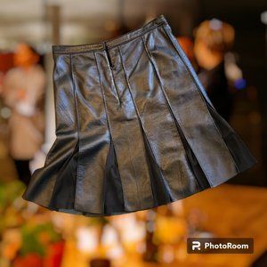 W by Worth - Italian leather lined A-line skirt with mesh godets
